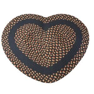 Stroud Braided Patriotic Wool Rug Heart Made in USA Red Cream Blue Green 32''